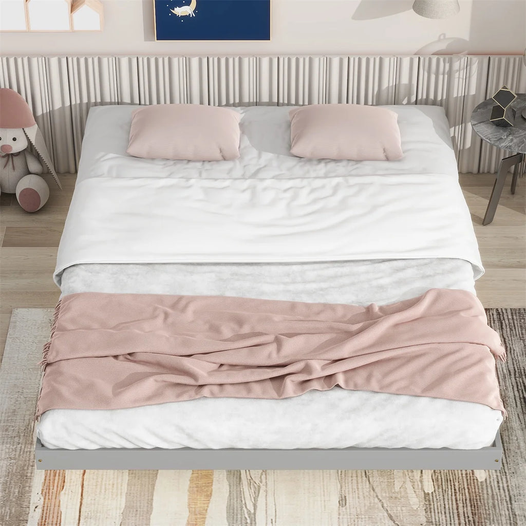 Queen Size Floating Bed Frame with LED Lights Y26907