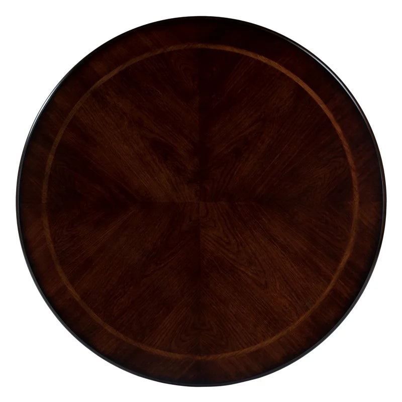 Brown Ribbed Wood Pedestal Foyer Table W5475
