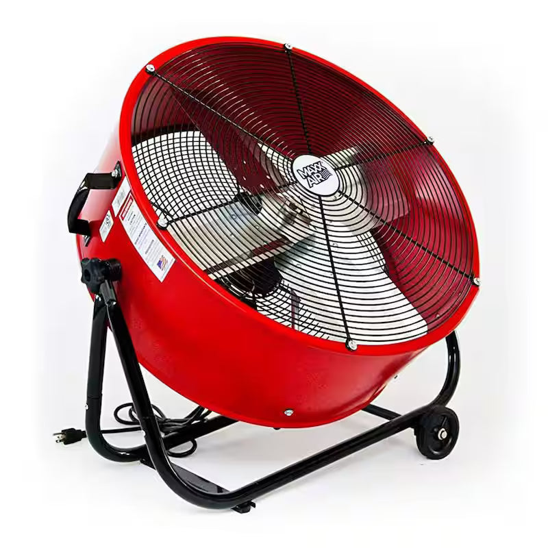 2 Fan Speeds Drum Fan in Red with Snap-On Wheels H4427