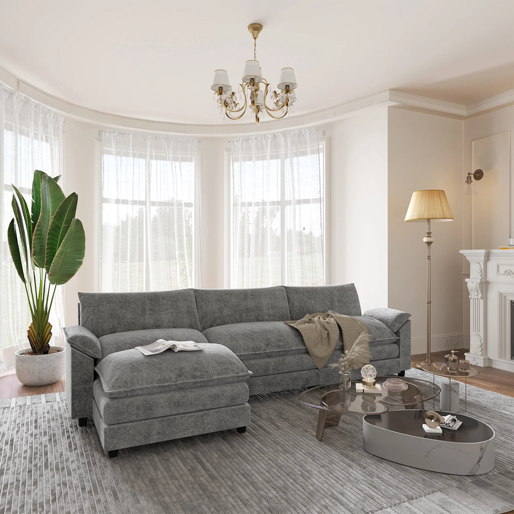 3-seat Sectional Sofa with Reversible Chair and Ottoman Z18859