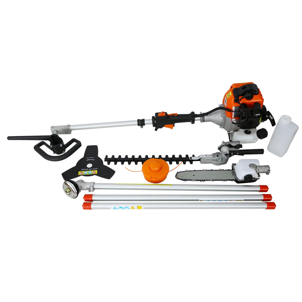 4 in 1 Gas String Trimmer with Pole Saw, Hedge Trimmer and Brush Cutter, 33CC 2-Cycle L484