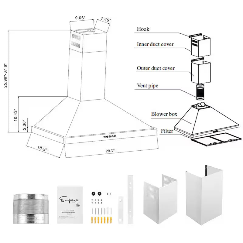 30 in. 400 CFM Convertible Wall Mount Range Hood in Stainless Steel with LED Lights V352608