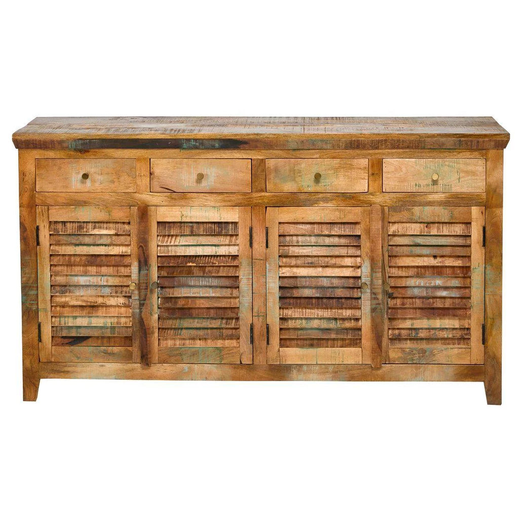 72" Reclaimed Wood 4 Drawers & Doors Sideboard Cabinet W16554