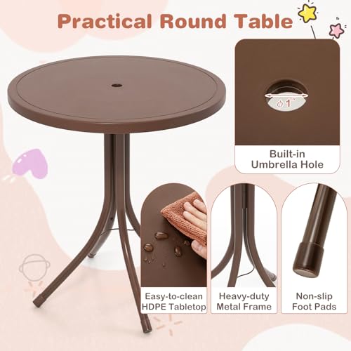 Kids Picnic Table with Umbrella and 2 Folding Chairs F541