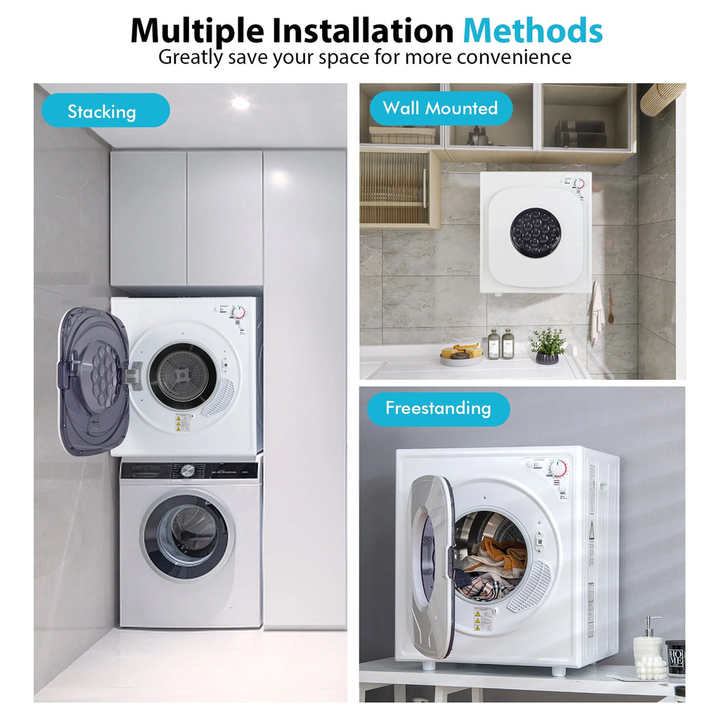 1500W Compact Electric Laundry Dryer Stainless Steel 13.2 lbs H74973