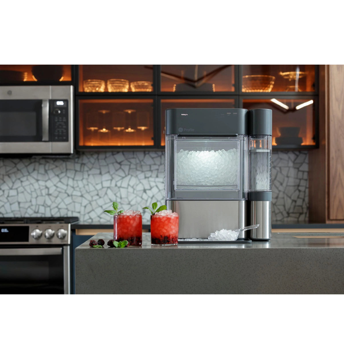 Countertop Nugget Ice Maker with Side Tank Stainless Steel H9457