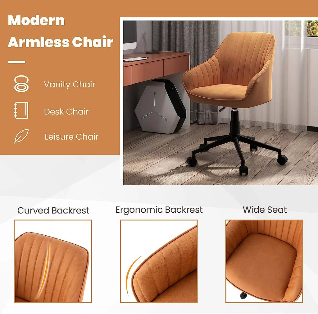 Brown Leather Office Chair with Wheels and Armrests L993962