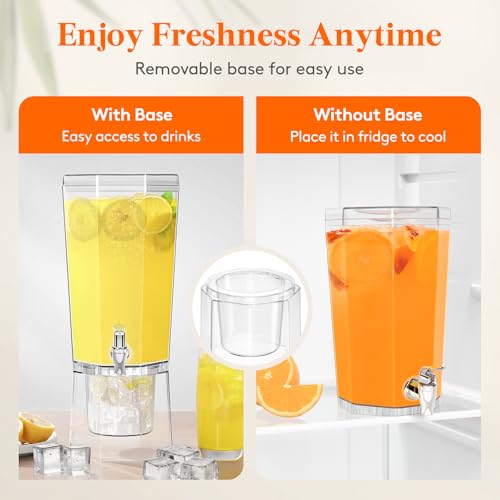 1 Gallon Clear Plastic Drink Dispensers with Stand, 2 Pcs E7935