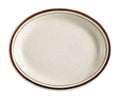 Brown Rim Speckled White Stoneware Oval Platter Box of 12 Y167