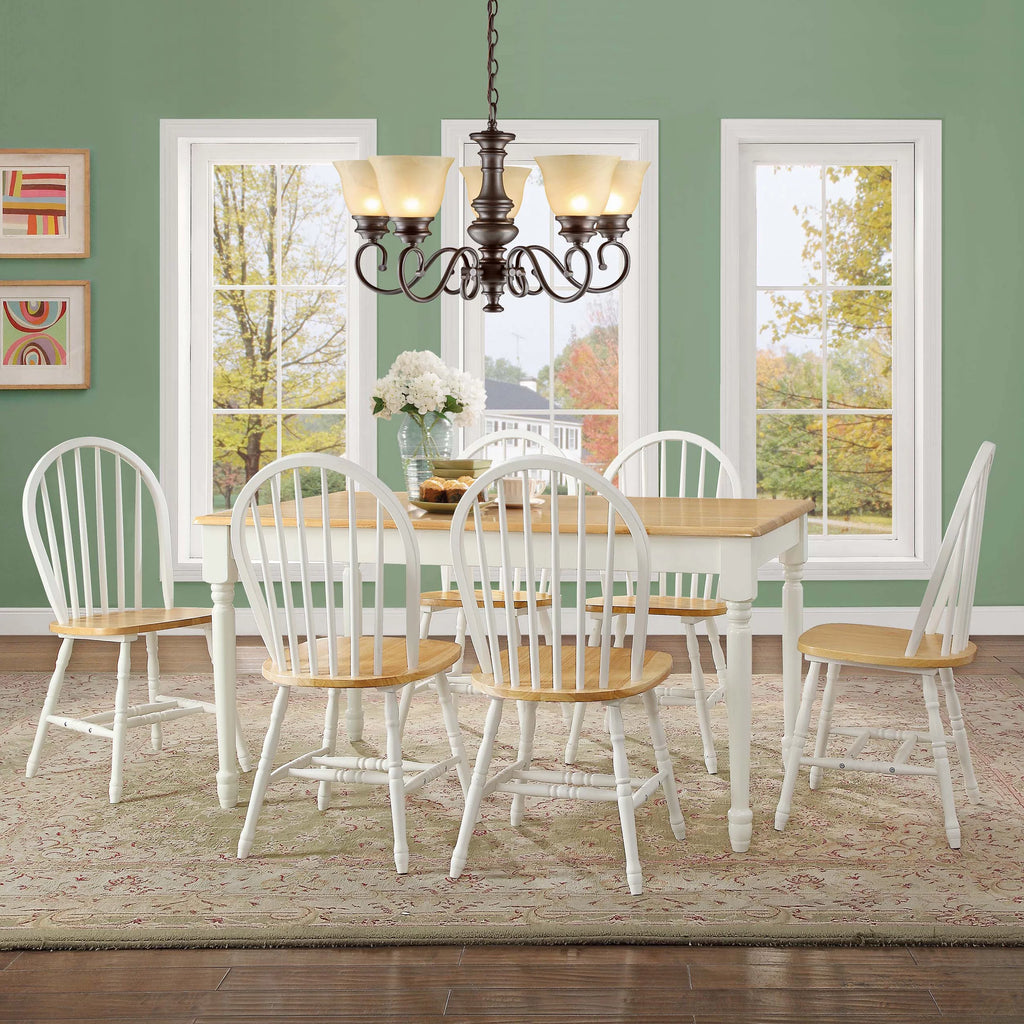 White and Oak Solid Wood Dining Chairs Set of 2 B43175