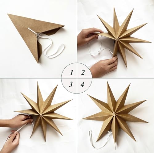 Beige Brown Paper Star 12 Inch Hanging Star Lanterns Y20359