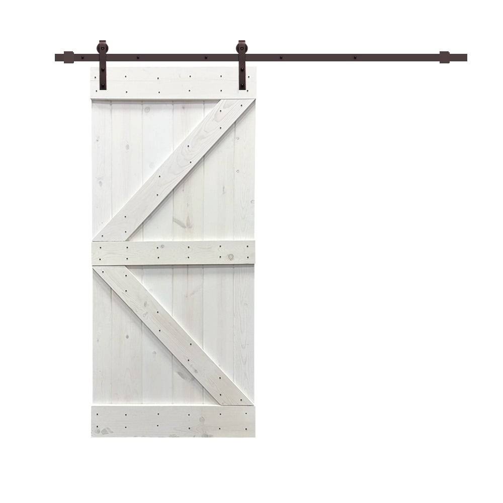 36 in. x 84 in. Red Walnut Stained Wood Interior Sliding Barn Door with Hardware Kit B1105
