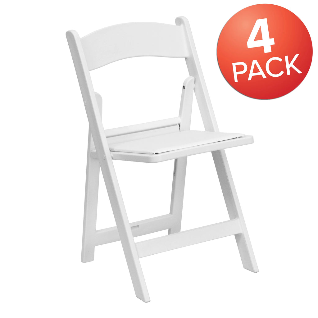 Set of 4 White Resin Folding Chairs U703591