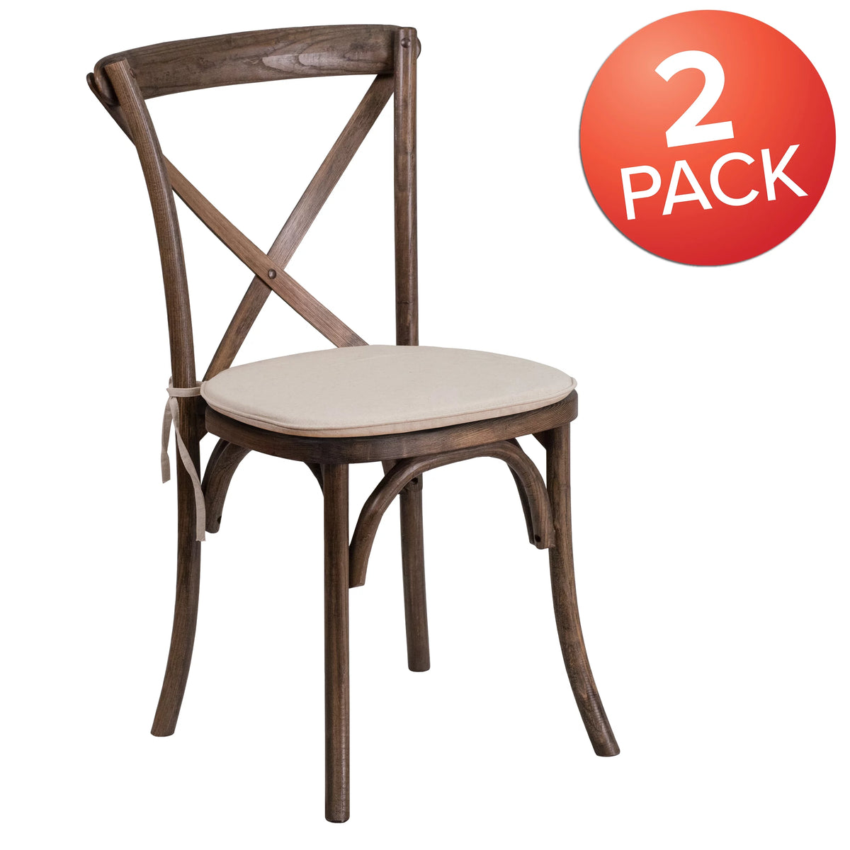 2 Pk. Cross Back Chair with Cushion R86245