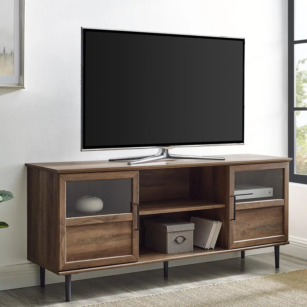 58" Glass and Wood TV Console L3025