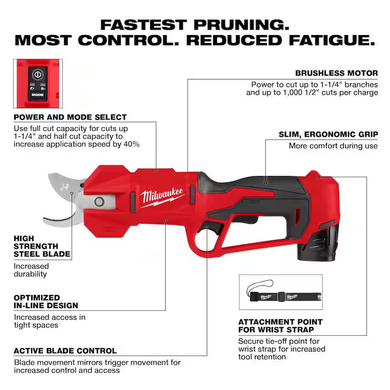 12V Lithium-Ion Brushless Cordless Pruning Saw with Pruner Shears Kit J611