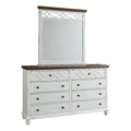 Oak Brown Vanilla White Wood Dresser and Mirror G182