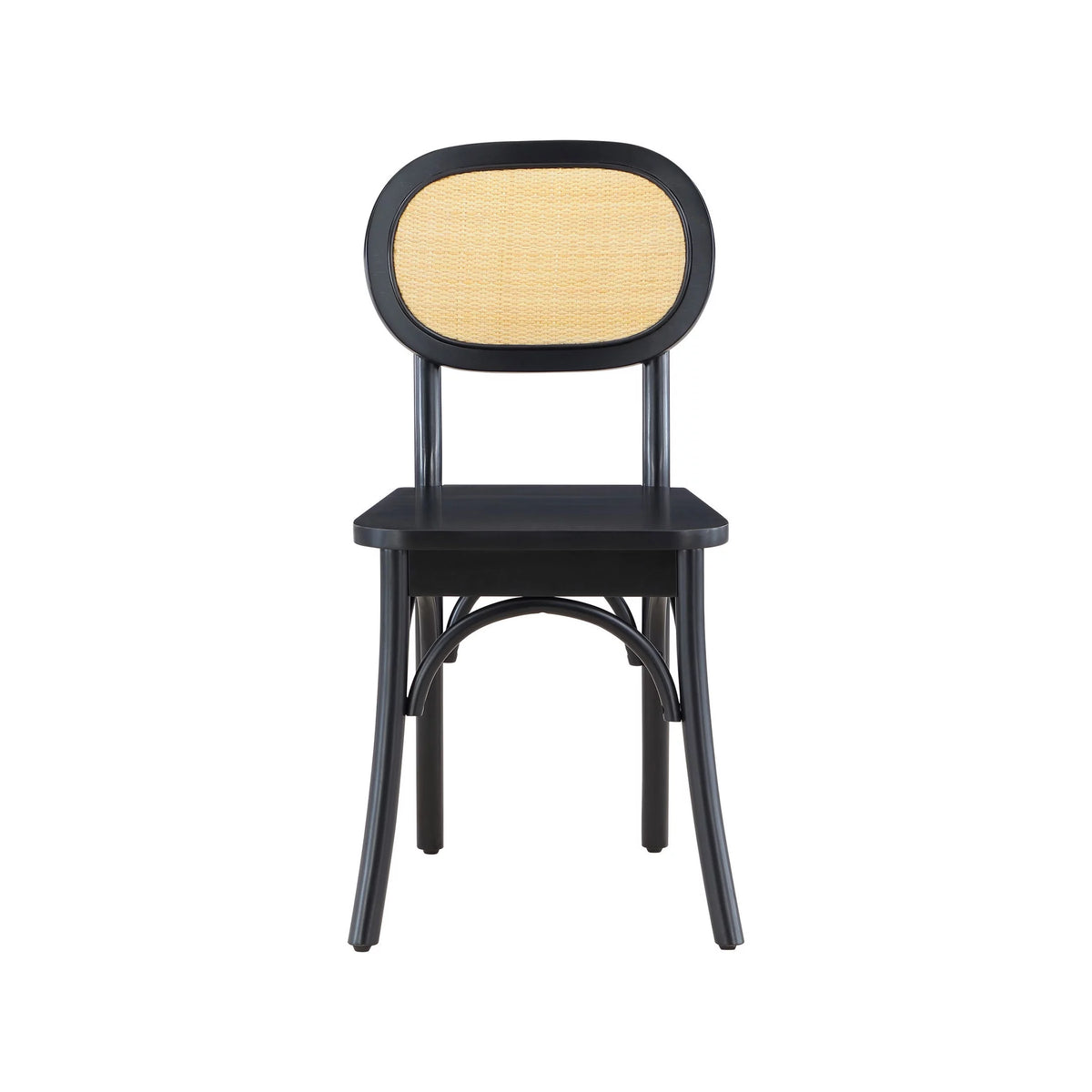 Black Rattan and Solid Wood Dining Chairs I1249
