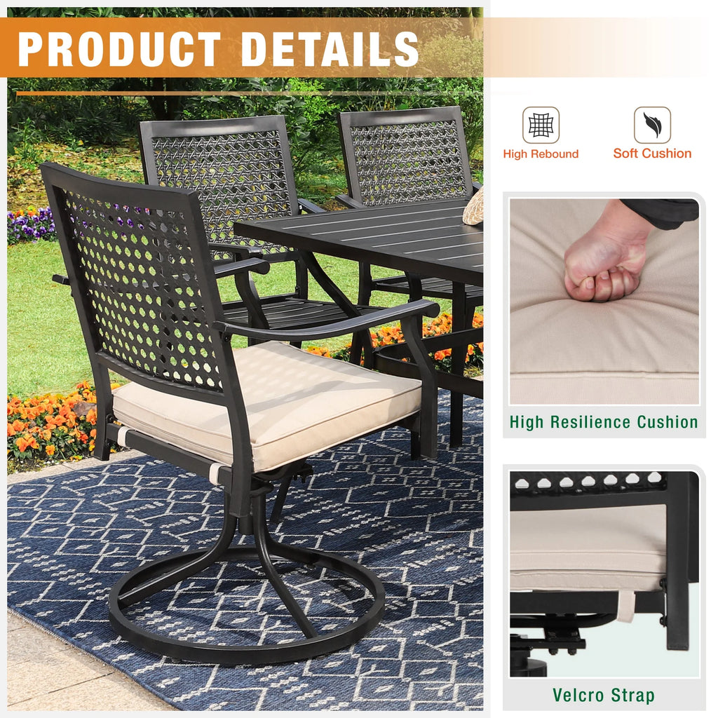 9 Piece Outdoor Patio Dining Set with Swivel Chairs and Expandable Table E9160