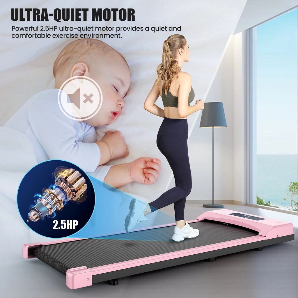 2.5HP Under Desk Treadmill with LED Display Wireless Remote Control Pink G66517