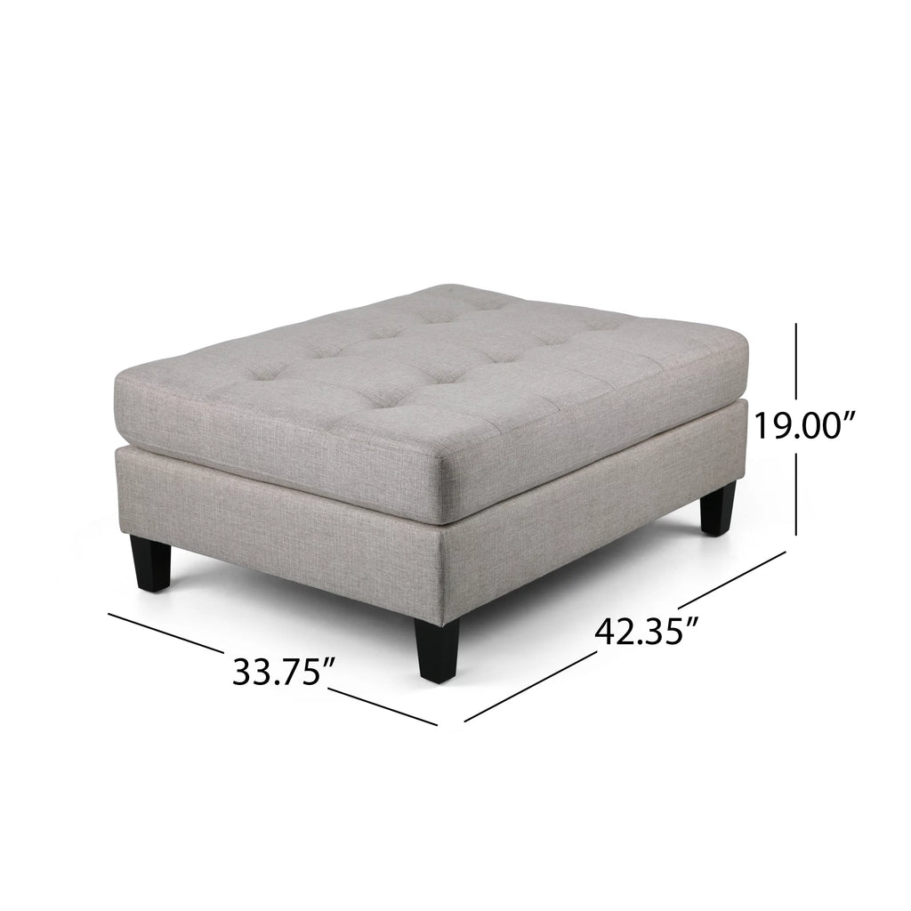 Beige and Dark Brown Fabric Sectional Sofa with Ottoman L624