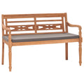 Teak Wood Garden Bench with Dark Gray Cushion O564