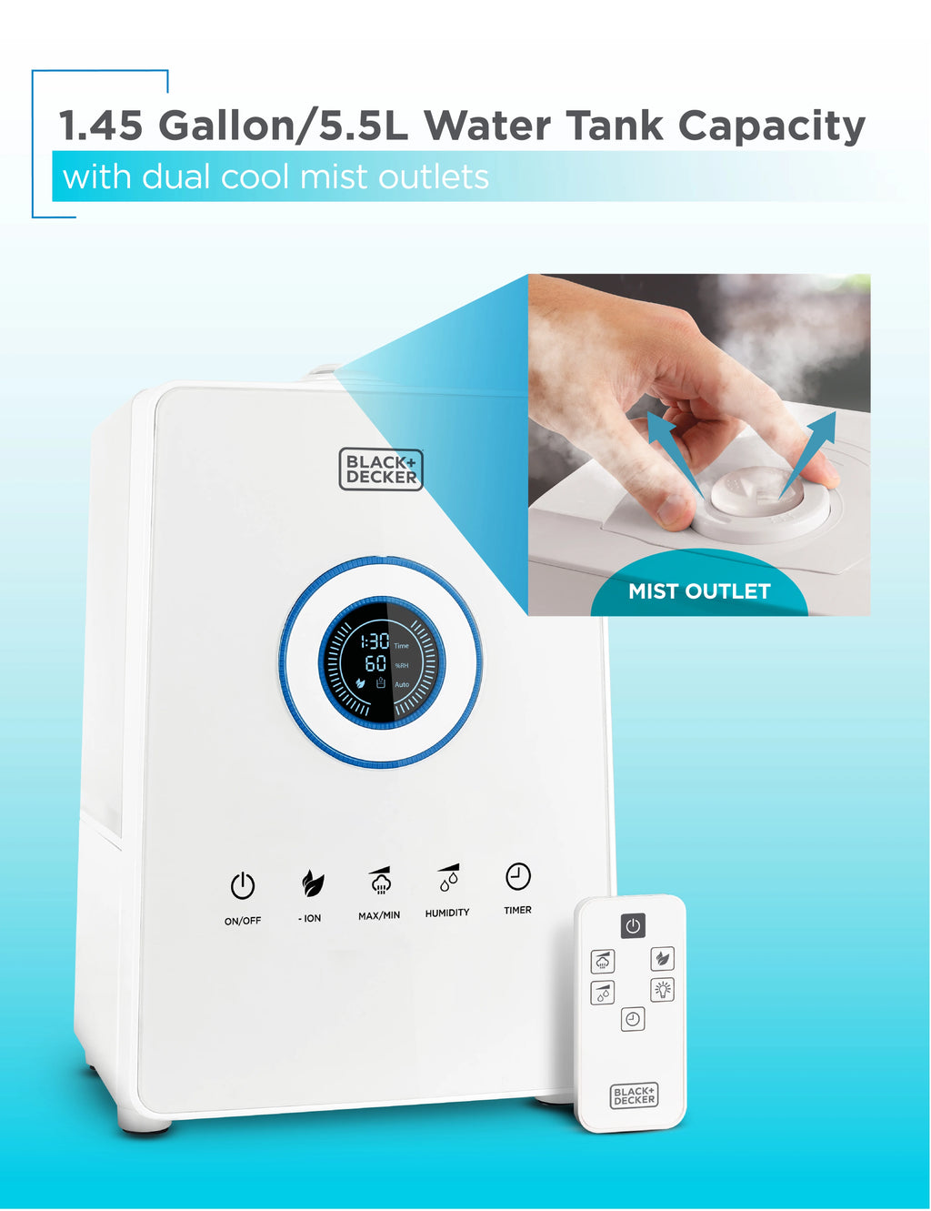 5.5 Liter Ultrasonic Humidifier with Digital Touch Panel Control and Remote G542