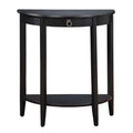 Black Wood Half Moon Console Table with Drawer A2100