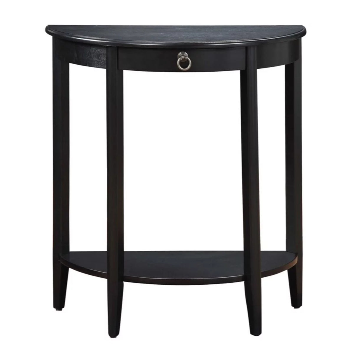 Black Wood Half Moon Console Table with Drawer A2100