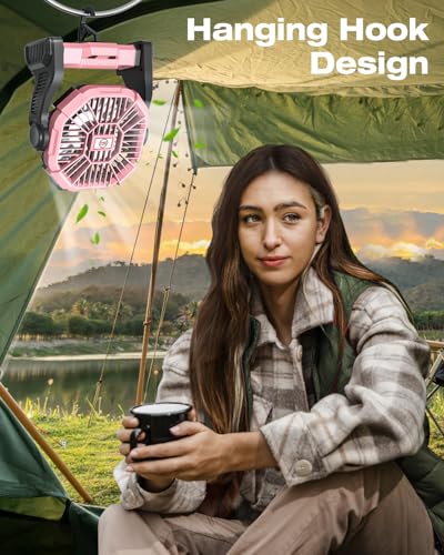 Portable Rechargeable Camping Fan with LED Lights K660567