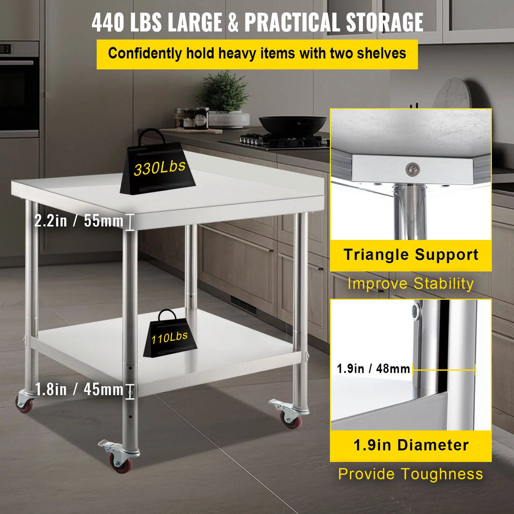 Stainless Steel Work Table 24x15in with 4 Casters O1192