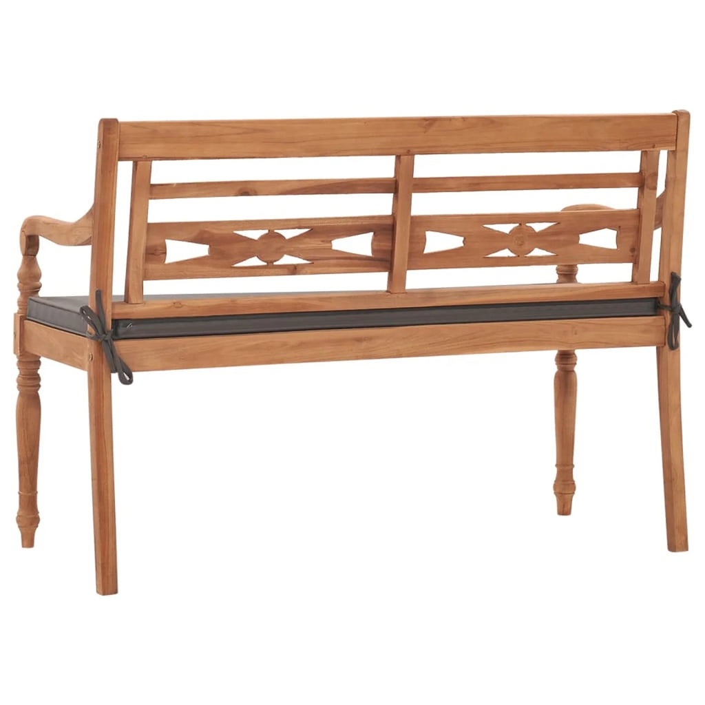 Teak Wood Garden Bench with Dark Gray Cushion O564