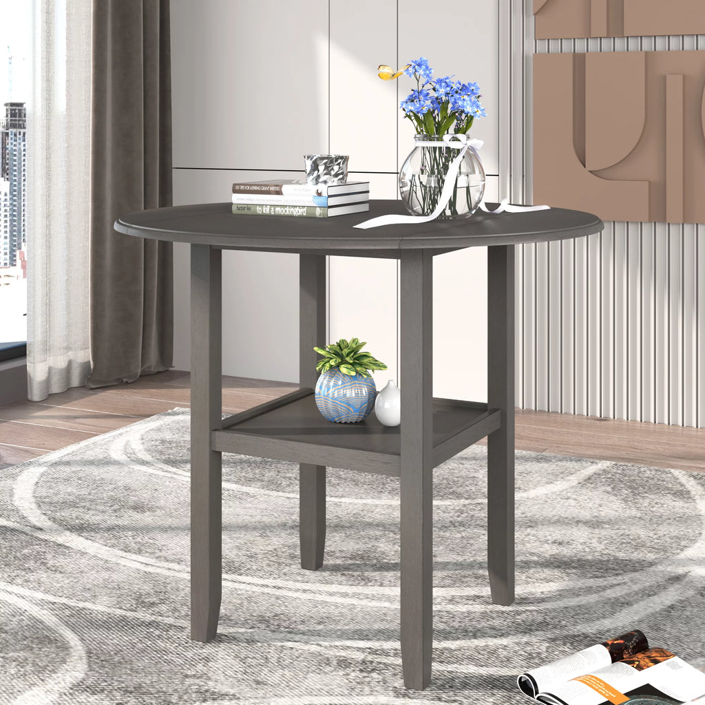 3 Piece Round Drop Leaf Dining Table Set with 2 Chairs N7237
