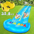 32.8FT Inflatable Water Slide with 2 Bodyboards & 2 Racing Lanes Y595406