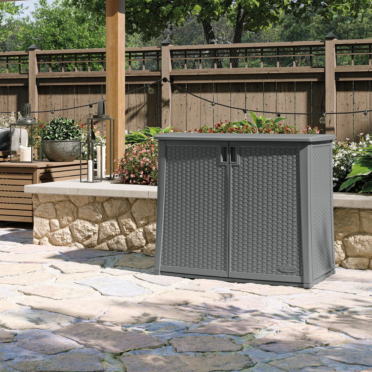 Outdoor Cabinet Deck Storage Box with Adjustable Shelf, 2 Pack C616612