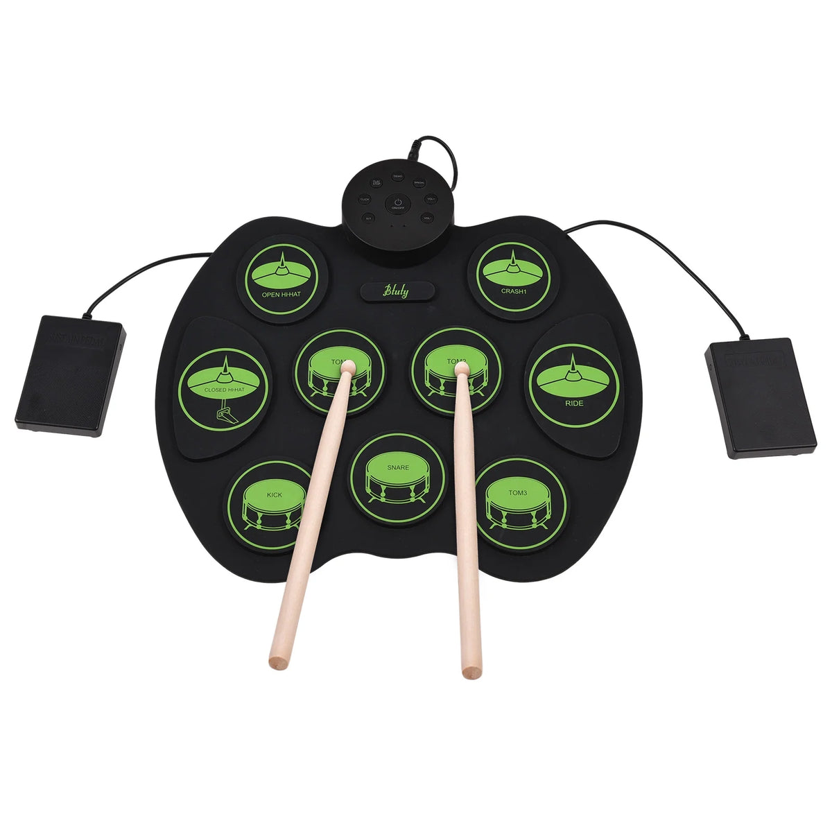 Sensitive Electronic Drum Set 9 Drum Pads 2 Foot Pedals W4441