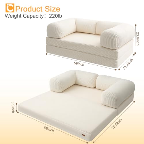 Beige Queen Folding Sofa Bed W389