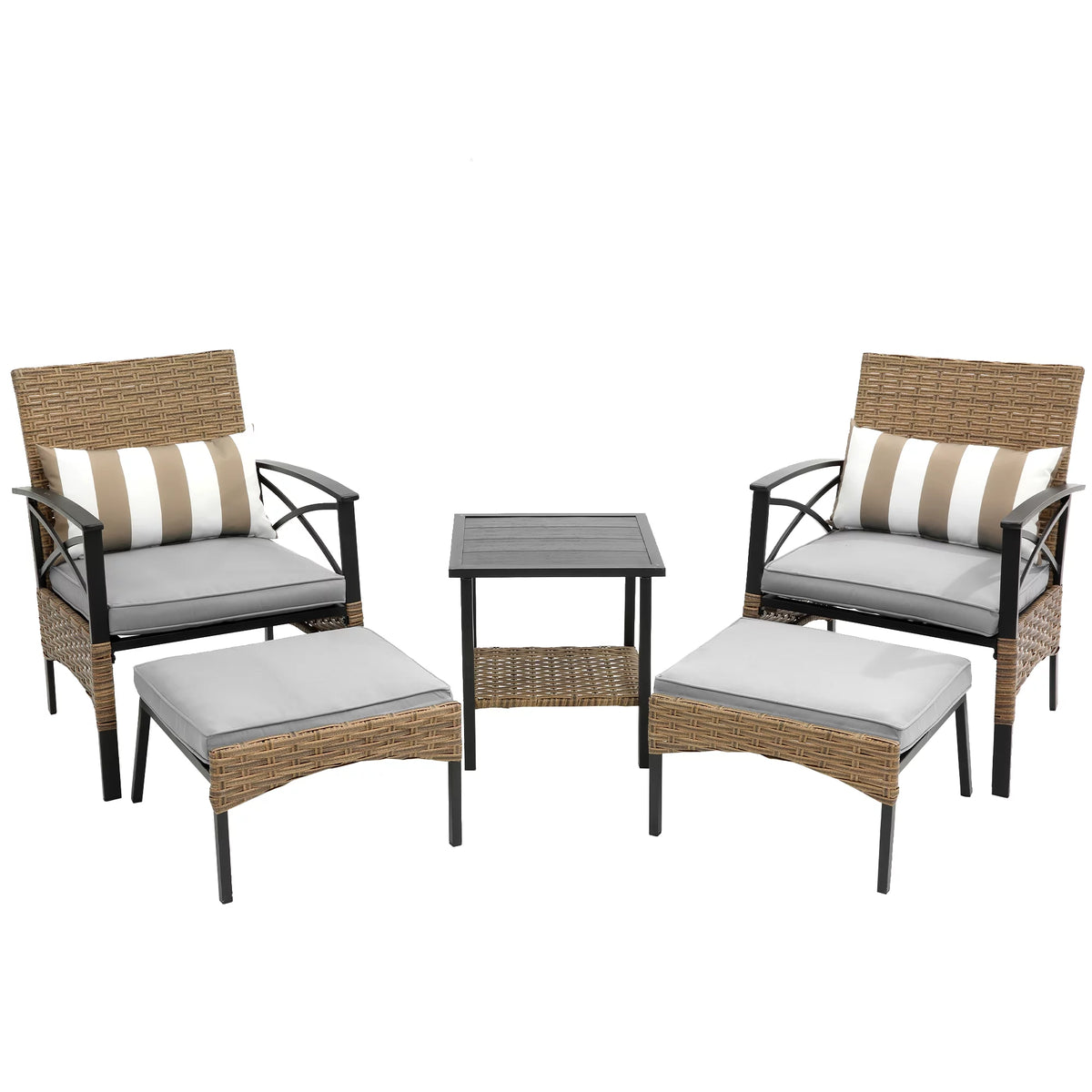 5 Piece PE Wicker Patio Furniture Set with Coffee Table B286