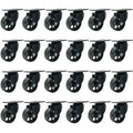 24 All Black Metal Swivel Plate Caster Wheels 3 inch No Brake T9078