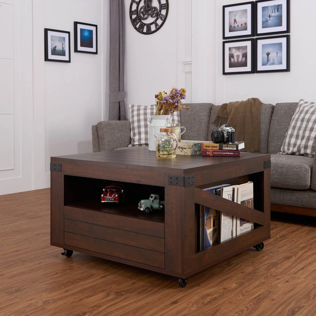Walnut Coffee Table with Casters F89910
