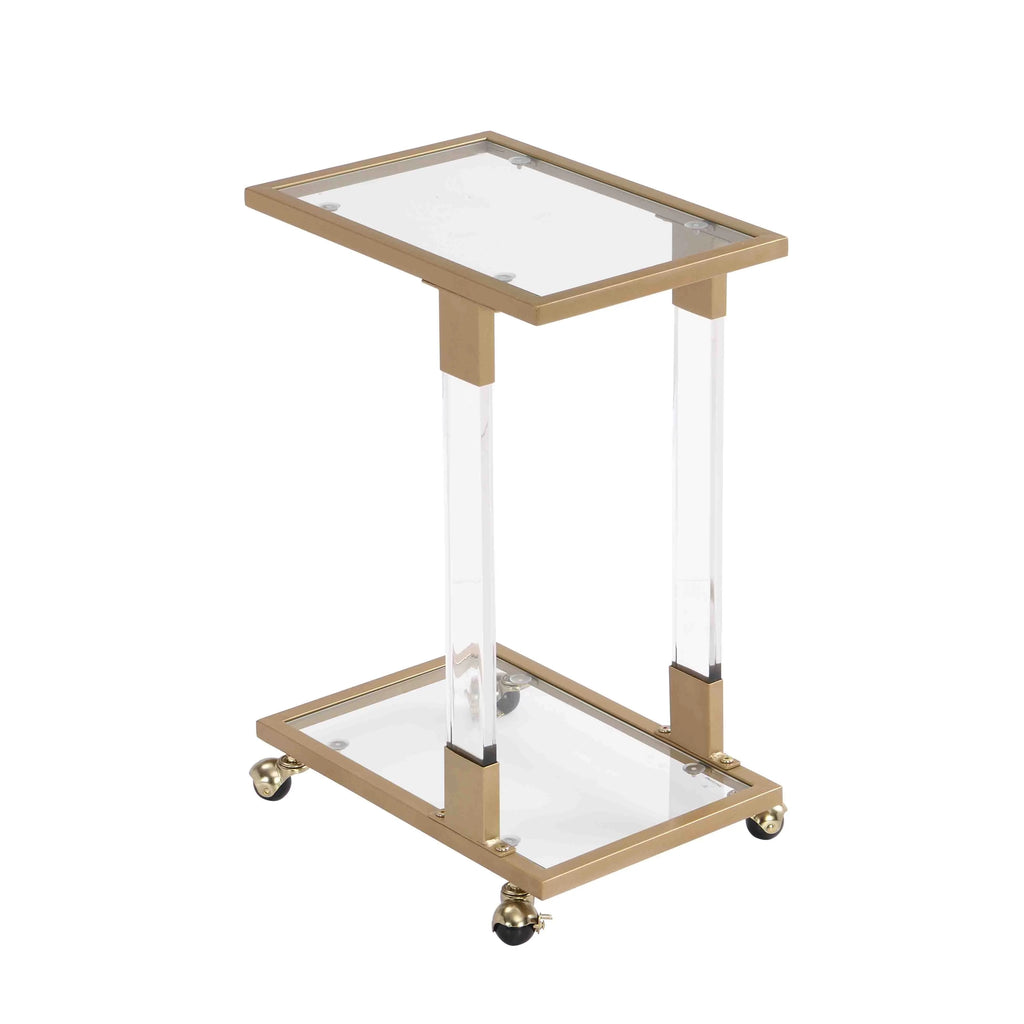 Chrome Glass C Shape Square Side Table R255