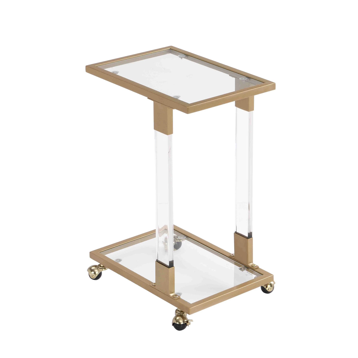 Chrome Glass C Shape Square Side Table R255