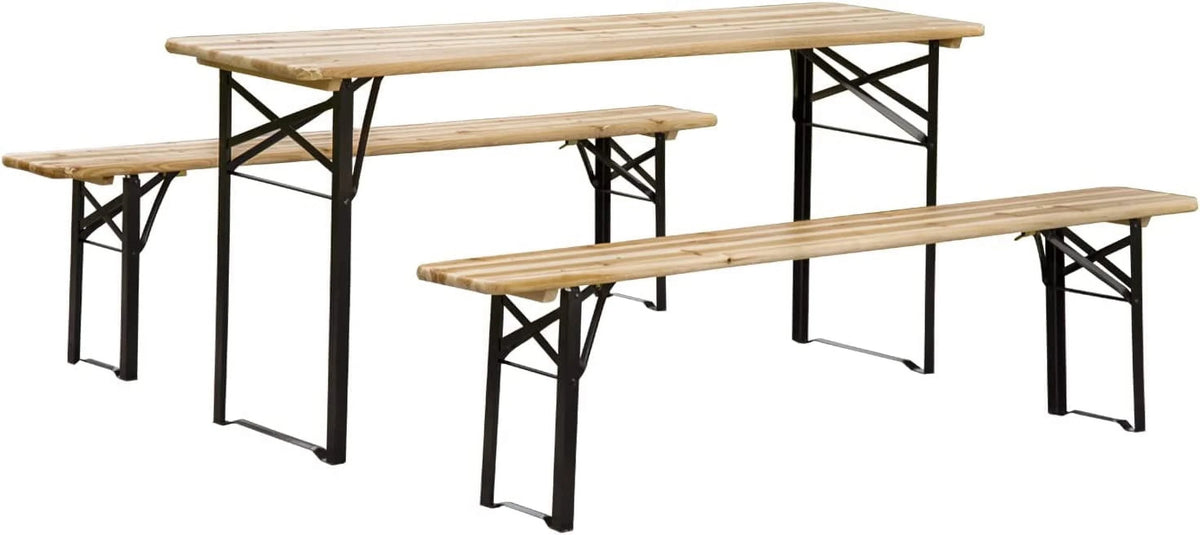 6' Portable Wooden Picnic Table and Bench Set V144543