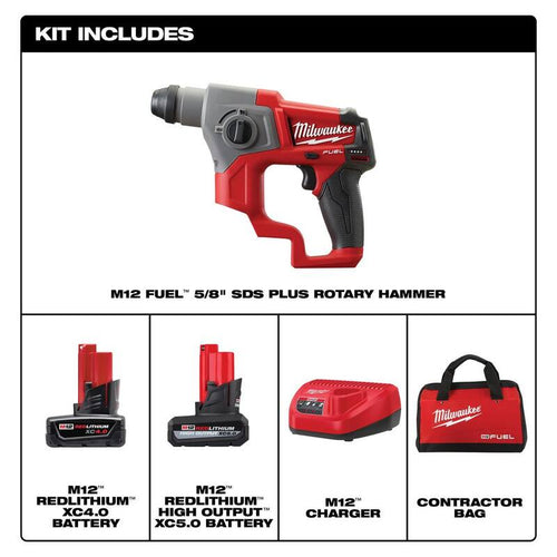 12-Volt Brushless Cordless SDS-Plus Rotary Hammer Kit with 5.0 Ah Battery J871612