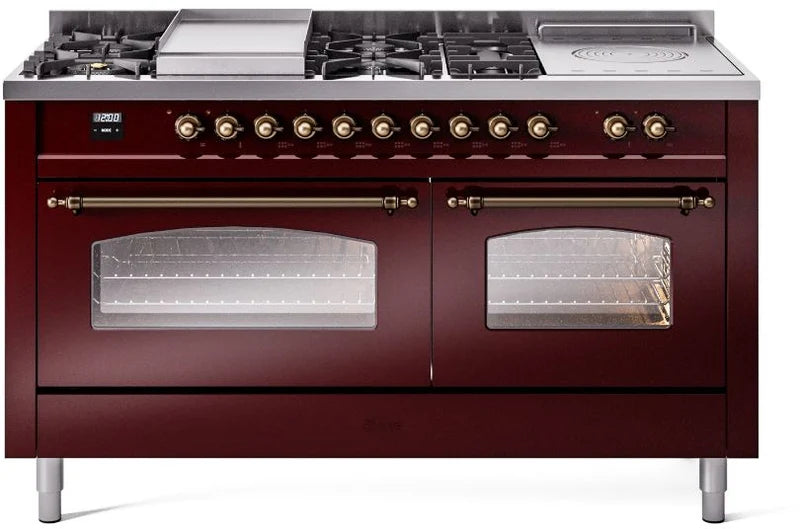 60 Dual Fuel Natural Gas Range Burgundy Bronze Trim T95000