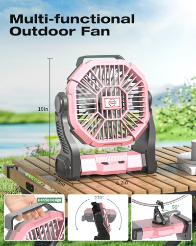 Portable Rechargeable Camping Fan with LED Lights K660567