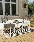3 Piece Rattan Patio Dining Set with Round Table F998921