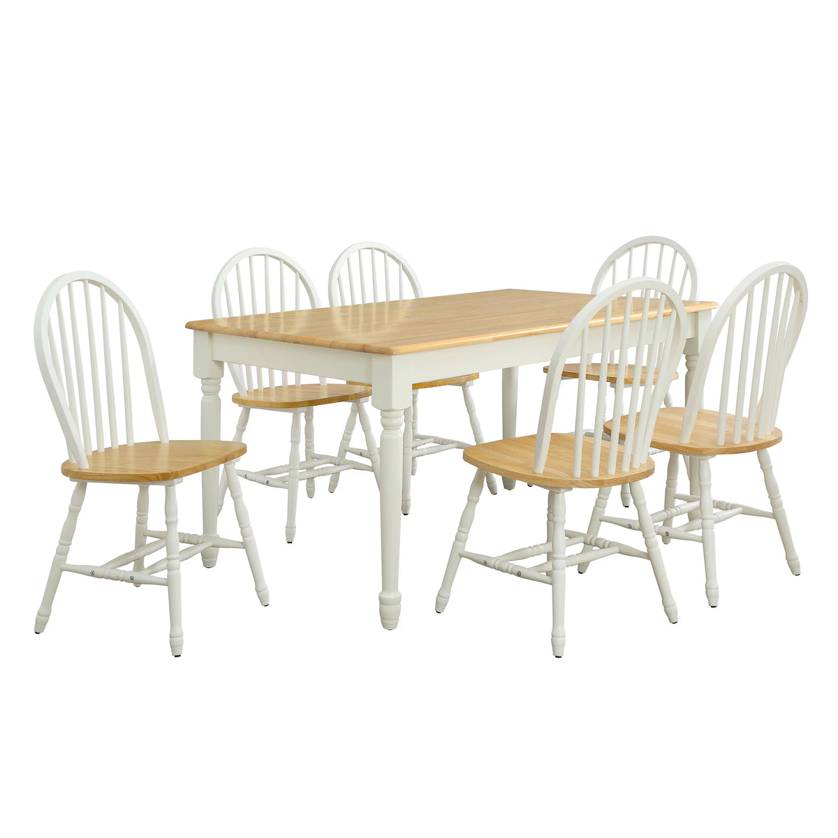 White and Oak Solid Wood Dining Chairs Set of 2 B43175