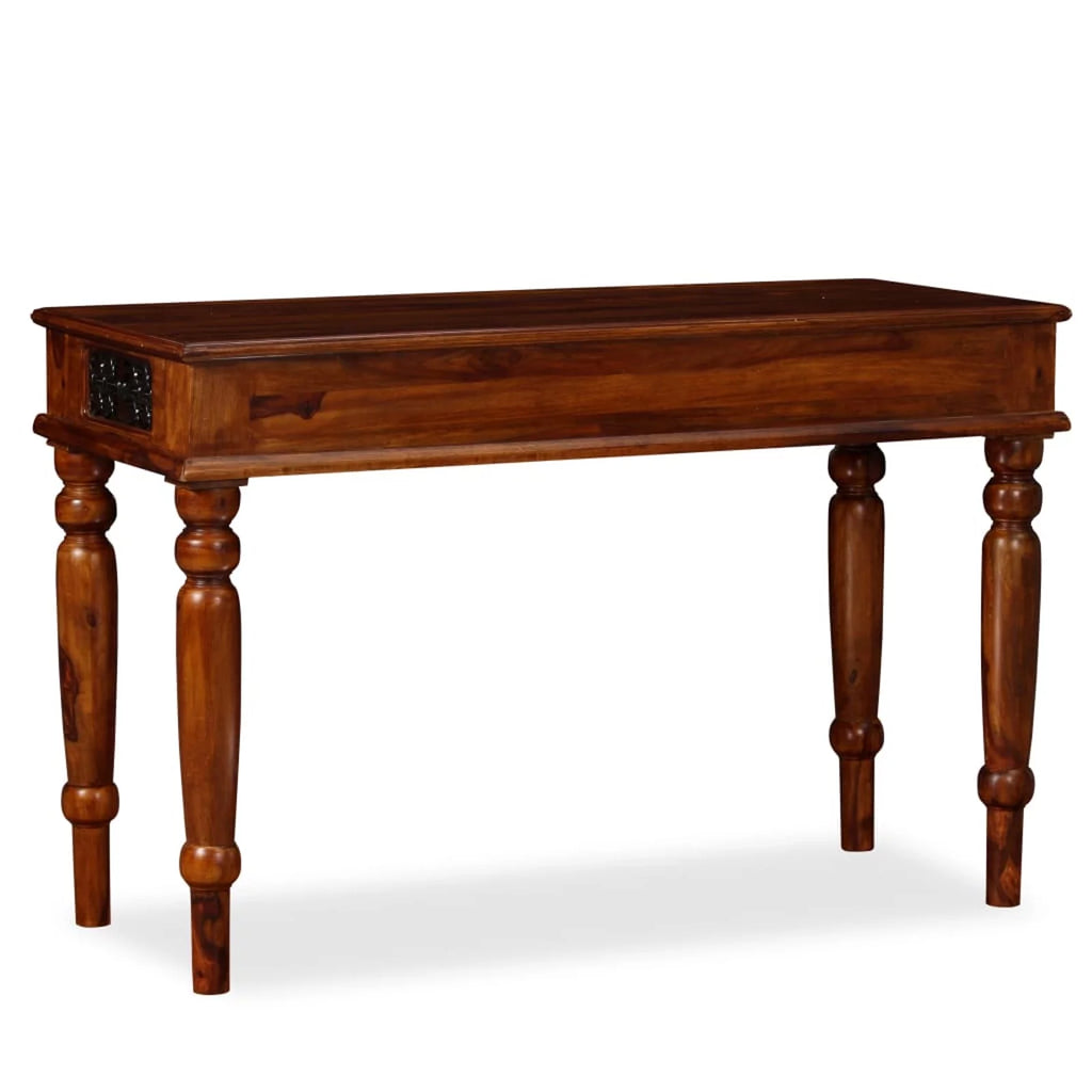 Sheesham Wood Writing Desk with Storage Drawer Steel Legs W57458