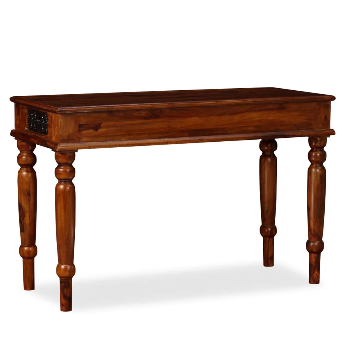 Sheesham Wood Writing Desk with Storage Drawer Steel Legs W57458